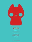 NAXART Studio - Red And Blue Kitty Multilingual Poster