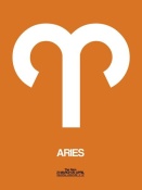 NAXART Studio - Aries Zodiac Sign White on Orange