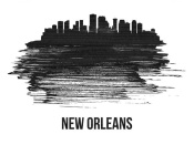 NAXART Studio - New Orleans Skyline Brush Stroke Black II