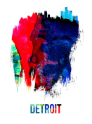 NAXART Studio - Detroit Skyline Brush Stroke Watercolor