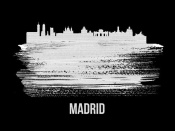 NAXART Studio - Madrid Skyline Brush Stroke White