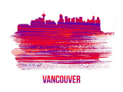 NAXART Studio - Vancouver Skyline Brush Stroke Red