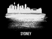 NAXART Studio - Sydney Skyline Brush Stroke White