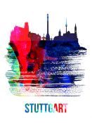 NAXART Studio - Stuttgart Skyline Brush Stroke Watercolor