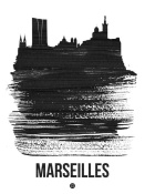 NAXART Studio - Marseilles Skyline Brush Stroke Black