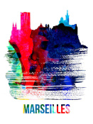 NAXART Studio - Marseilles Skyline Brush Stroke Watercolor