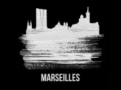 NAXART Studio - Marseilles Skyline Brush Stroke White