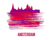 NAXART Studio - Amsterdam Skyline Brush Stroke Red
