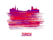 NAXART Studio - Zurich Skyline Brush Stroke Red