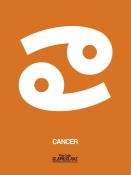 NAXART Studio - Cancer Zodiac Sign White on Orange