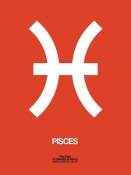NAXART Studio - Pisces Zodiac Sign White on Orange