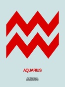 NAXART Studio - Aquarius Zodiac Sign Red