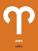 NAXART Studio - Aries Zodiac Sign White on Orange