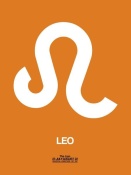 NAXART Studio - Leo Zodiac Sign White on Orange
