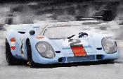 NAXART Studio - Porsche 917 Gulf Watercolor