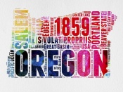 NAXART Studio - Oregon Watercolor Word Cloud