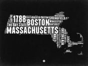 NAXART Studio - Massachusetts Black and White Map