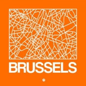 NAXART Studio - Orange Map of Brussels