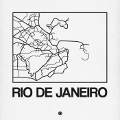NAXART Studio - White Map of Rio De Janeiro