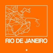 NAXART Studio - Orange Map of Rio De Janeiro