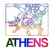NAXART Studio - Athens Watercolor Street Map