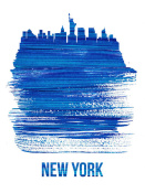 NAXART Studio - New York Brush Stroke Skyline Blue