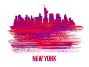 NAXART Studio - New York Skyline Brush Stroke Red