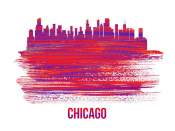 NAXART Studio - Chicago Skyline Brush Stroke Red