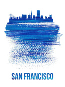 NAXART Studio - San Francisco Brush Stroke Skyline Blue