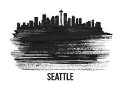 NAXART Studio - Seattle Skyline Brush Stroke Black II