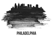 NAXART Studio - Philadelphia Skyline Brush Stroke Black II