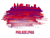 NAXART Studio - Philadelphia Skyline Brush Stroke Red