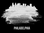 NAXART Studio - Philadelphia Skyline Brush Stroke White