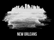 NAXART Studio - New Orleans Skyline Brush Stroke White