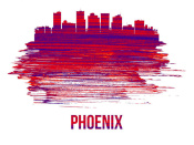 NAXART Studio - Phoenix Skyline Brush Stroke Red