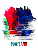 NAXART Studio - Portland Skyline Brush Stroke Watercolor