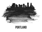 NAXART Studio - Portland Skyline Brush Stroke Black II