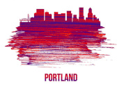 NAXART Studio - Portland Skyline Brush Stroke Red