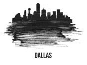 NAXART Studio - Dallas Skyline Brush Stroke Black II