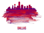 NAXART Studio - Dallas Skyline Brush Stroke Red