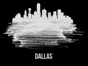 NAXART Studio - Dallas Skyline Brush Stroke White