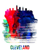 NAXART Studio - Cleveland Skyline Brush Stroke Watercolor