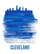 NAXART Studio - Cleveland Skyline Brush Stroke Blue