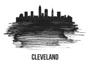 NAXART Studio - Cleveland Skyline Brush Stroke Black II