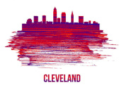 NAXART Studio - Cleveland Skyline Brush Stroke Red