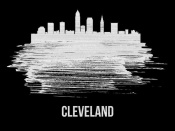 NAXART Studio - Cleveland Skyline Brush Stroke White