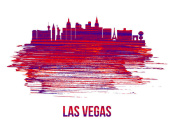 NAXART Studio - Las Vegas Skyline Brush Stroke Red