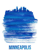 NAXART Studio - Minneapolis Skyline Brush Stroke Blue