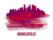 NAXART Studio - Minneapolis Skyline Brush Stroke Red