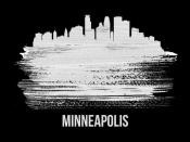 NAXART Studio - Minneapolis Skyline Brush Stroke White